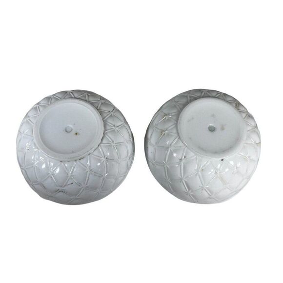 Vtg Lot 2 Indiana Glass Milk Glass Rose Trinket Bowl Quilted Diamond Ashtray - Picture 3 of 4